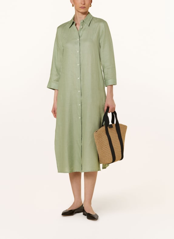 rossana diva Shirt dress made of linen with 3/4 sleeves GREEN