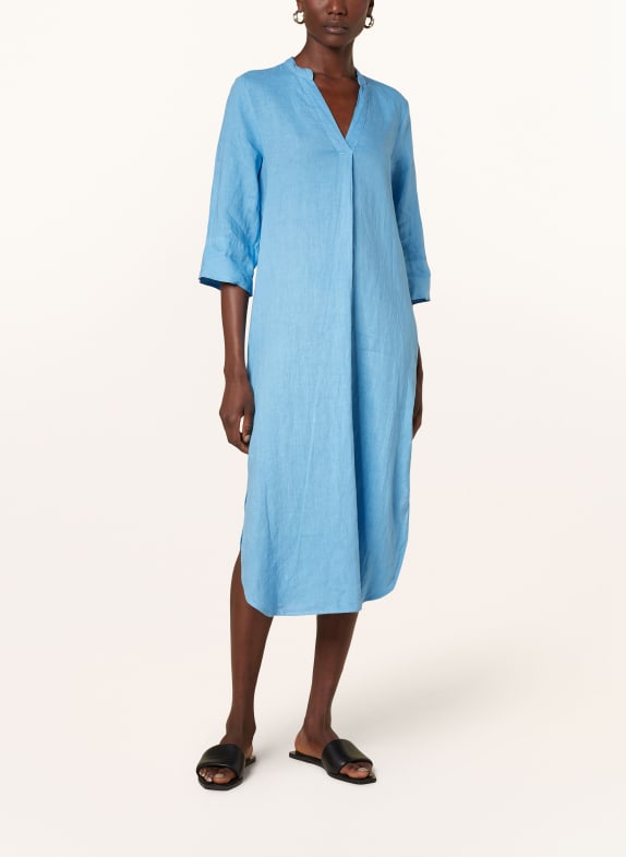 Backstage Linen dress SALLY with 3/4 sleeves BLUE