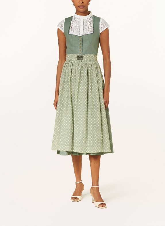 BERWIN & WOLFF Dirndl mit Leinen GRÜN / WEISS