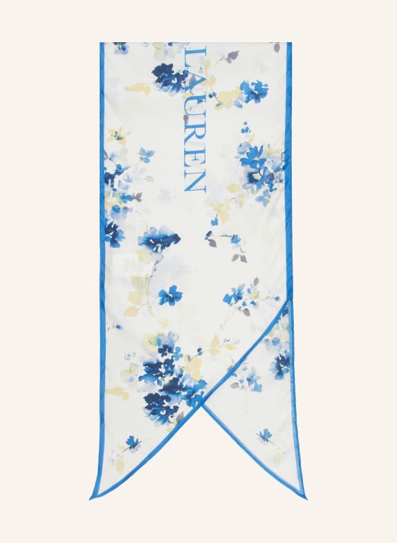 LAUREN RALPH LAUREN Silk scarf WHITE/ BLUE/ YELLOW