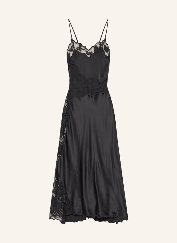 ULLA JOHNSON Satin dress LUCIENNE with lace BLACK