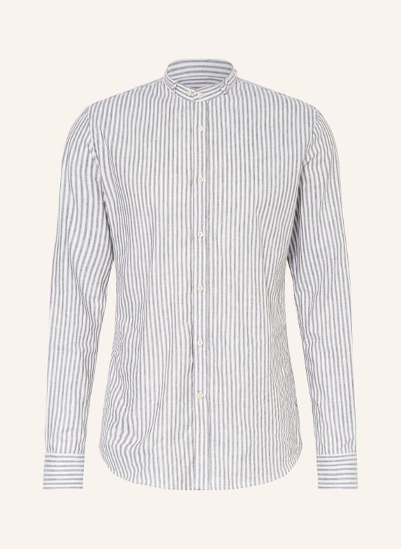 Gottseidank Trachten shirt slim fit with stand-up collar WHITE/ GRAY