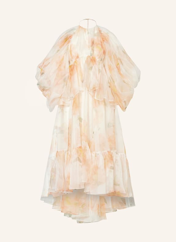 ZIMMERMANN Sukienka z jedwabiu NATURA GATHERED z falbankami KREMOWY/ JASNOPOMARAŃCZOWY/ JASNOZIELONY