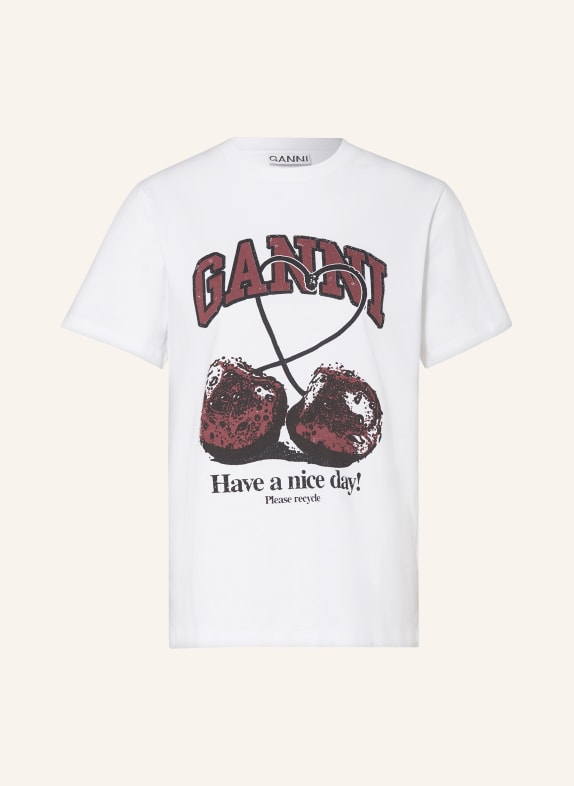 GANNI T-shirt WHITE/ DARK RED/ BLACK