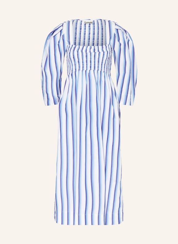 GANNI Dress with 3/4 sleeves BLUE/ WHITE