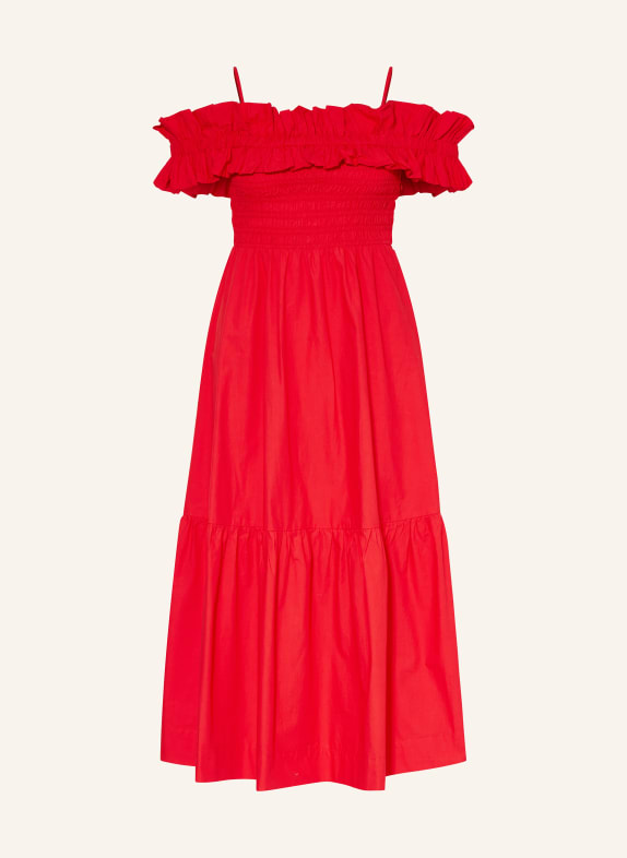 GANNI Cold-shoulder dress RED