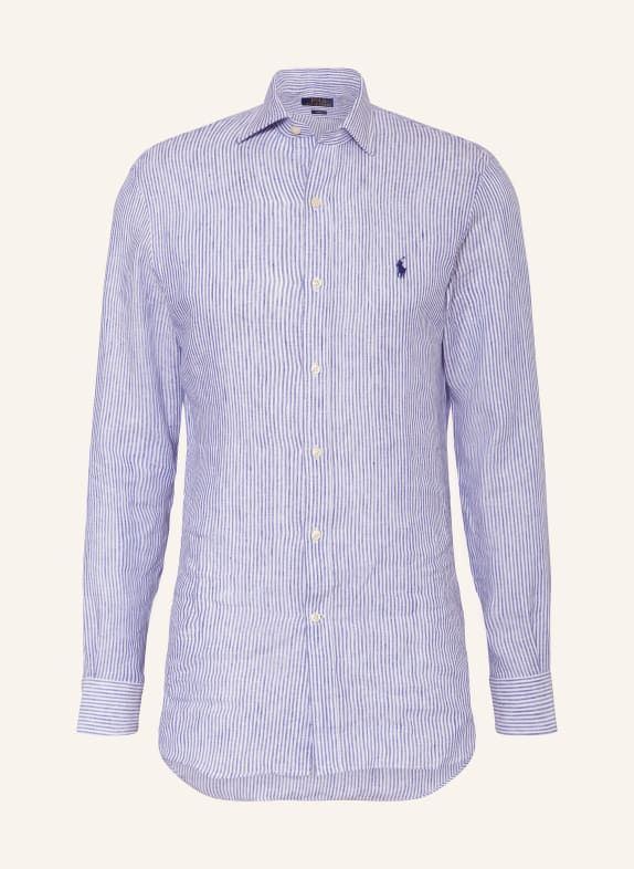 POLO RALPH LAUREN Linen shirt slim fit WHITE/ BLUE