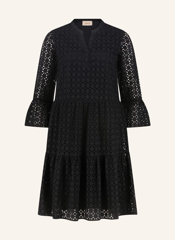 CARTOON Dress in broderie anglaise with 3/4 sleeves BLACK