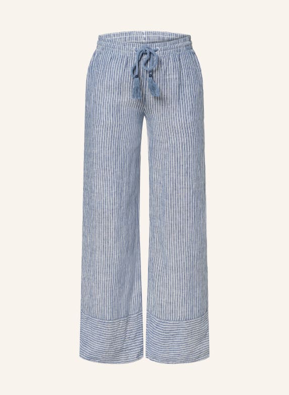 LAUREN RALPH LAUREN Wide leg trousers made of linen BLUE/ WHITE