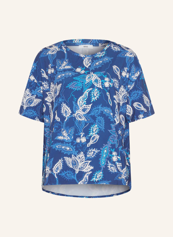 BRAX Shirt blouse CALLY in satin BLUE/ WHITE/ PURPLE