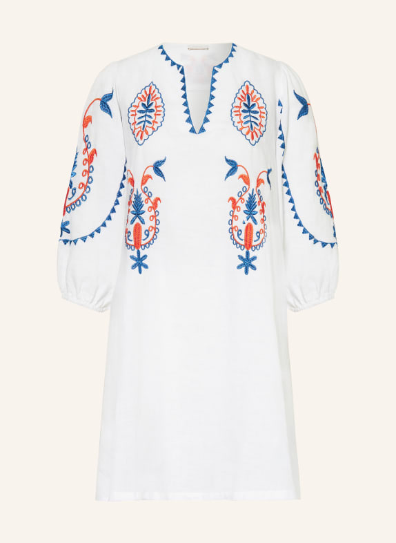 rich&royal Dress with 3/4 sleeves WHITE/ BLUE/ ORANGE