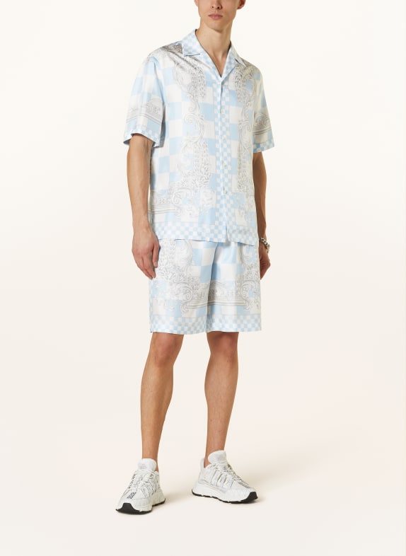 VERSACE Resort shirt comfort fit in silk WHITE/ LIGHT BLUE/ LIGHT GRAY
