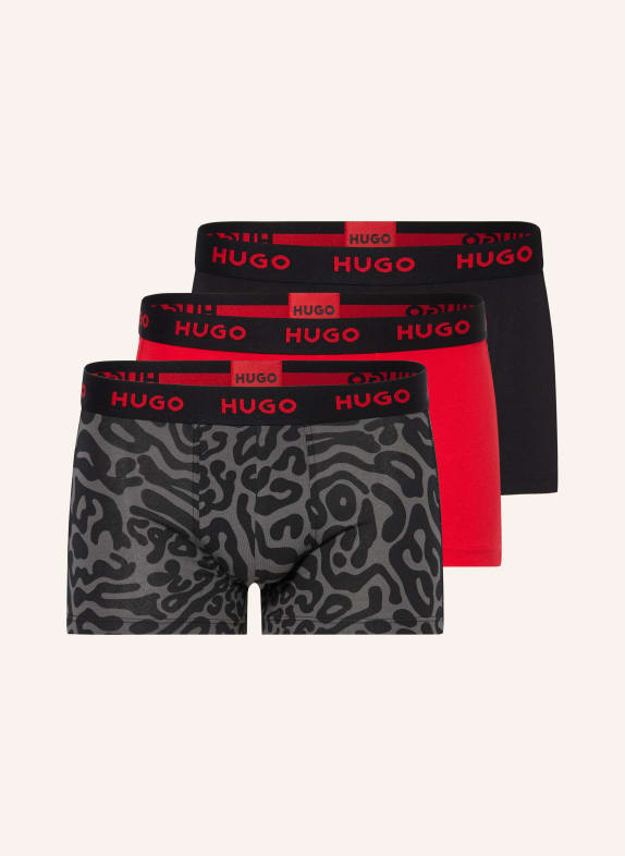 HUGO 3er-Pack Boxershorts SCHWARZ/ GRAU/ ROT
