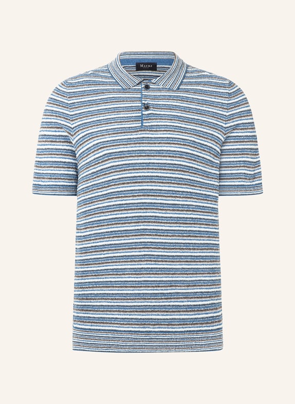 MAERZ MUENCHEN Knitted polo shirt LIGHT BLUE/ WHITE/ DARK GRAY