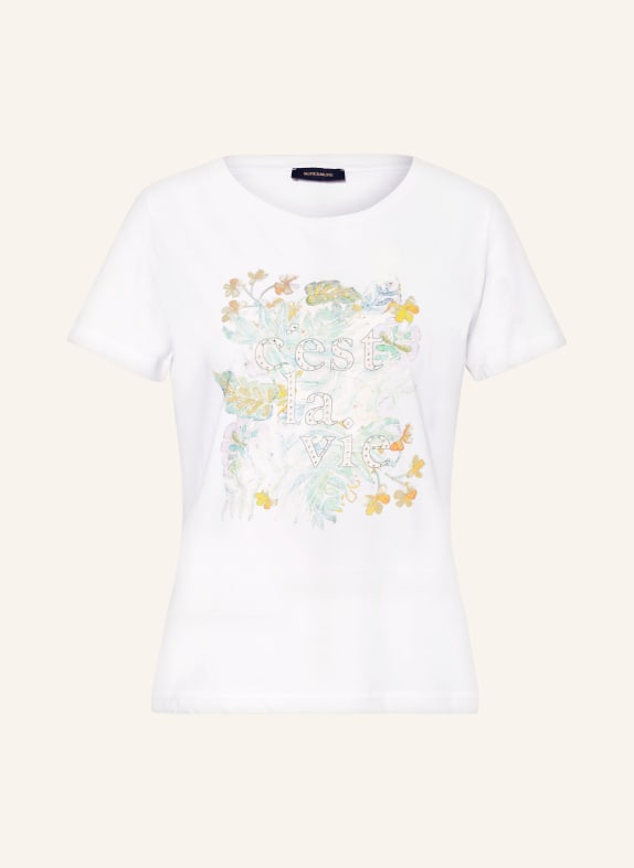 MORE & MORE T-shirt with decorative gems WHITE/ GREEN