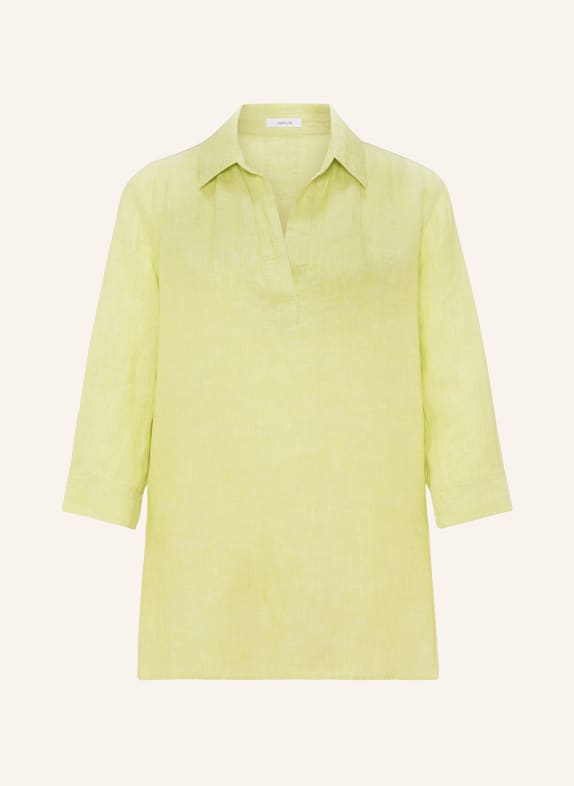 OPUS Shirt blouse FENGANI EXPLORE in linen with 3/4 sleeves LIGHT GREEN