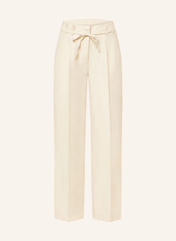 OPUS Wide leg trousers MILIS with linen CREAM