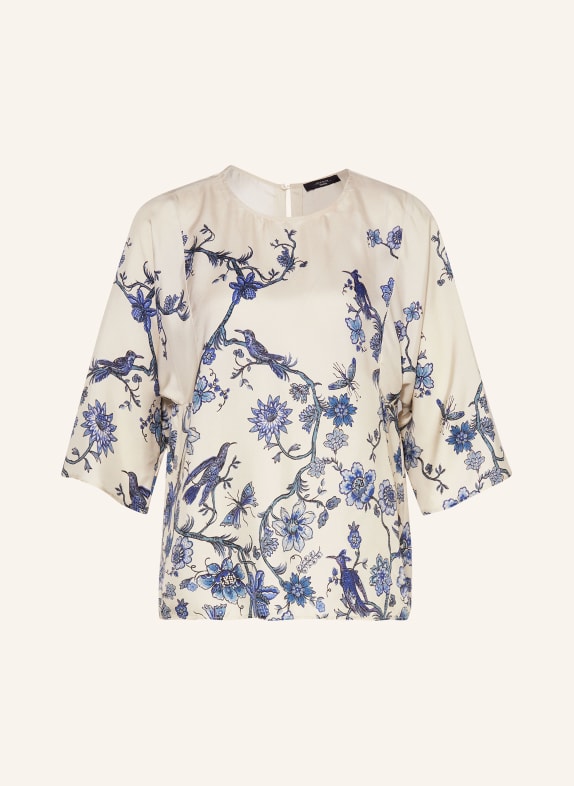 WEEKEND MaxMara Shirt blouse FILIPPO made of silk with 3/4 sleeves CREAM/ BLUE/ DARK BLUE