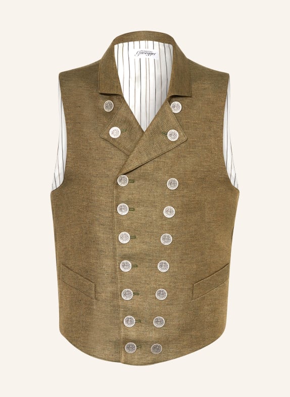 Grasegger Trachten vest with linen OLIVE