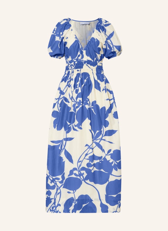 FAITHFULL THE BRAND Dress TEATRO with silk WHITE/ BLUE