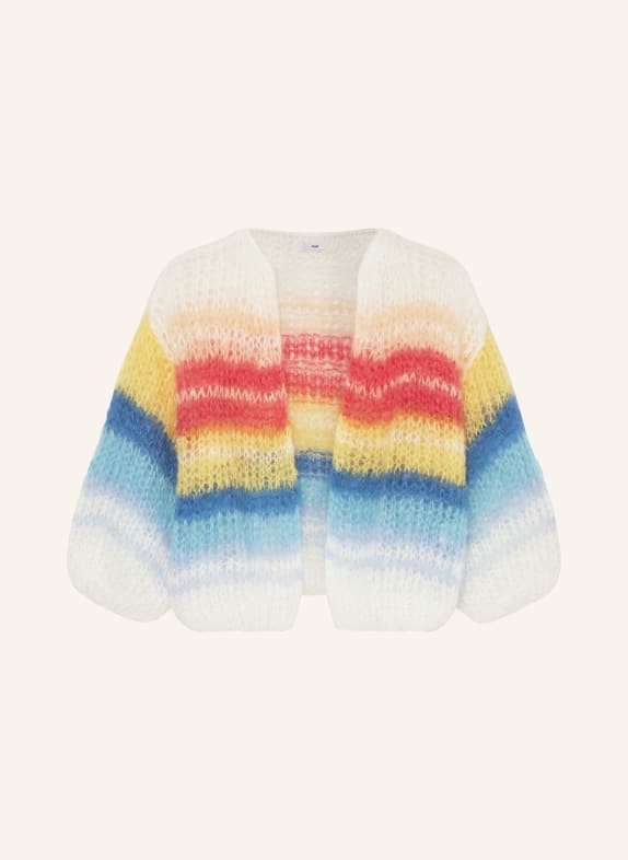 MAIAMI Cropped knit cardigan made of mohair WHITE/ RED/ YELLOW