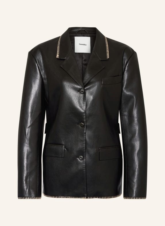 Nanushka Long blazer DIONNE in leather look BLACK