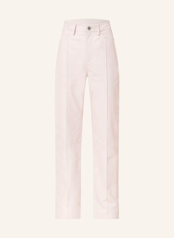 REMAIN Wide leg trousers made of leather LIGHT PINK