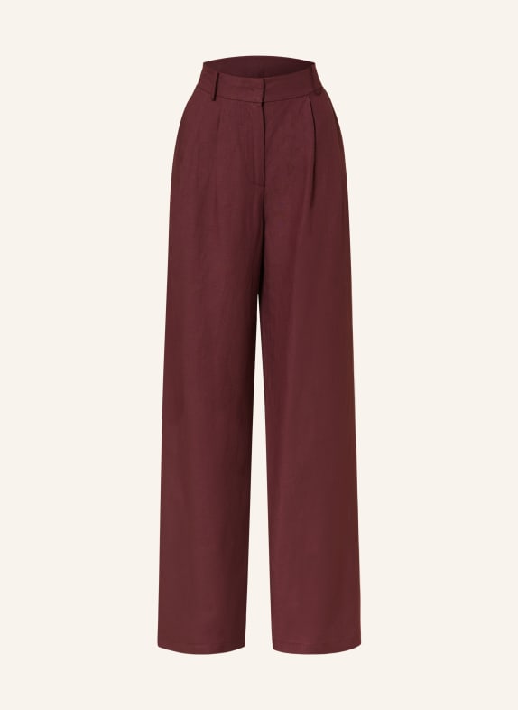 PATRIZIA PEPE Wide leg trousers with linen DARK RED
