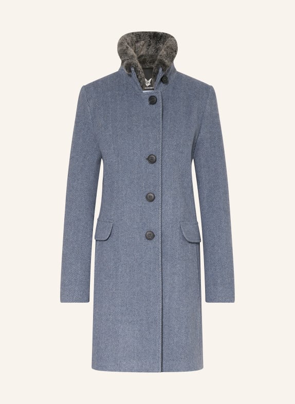 FUCHS SCHMITT Wollmantel mit abnehmbarem Kunstfell BLAU