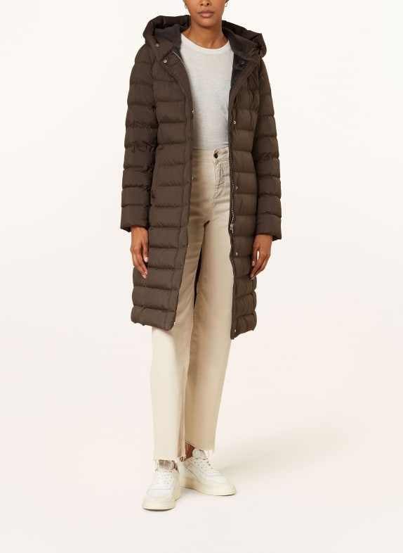 FUCHS SCHMITT Quilted coat with faux fur BROWN