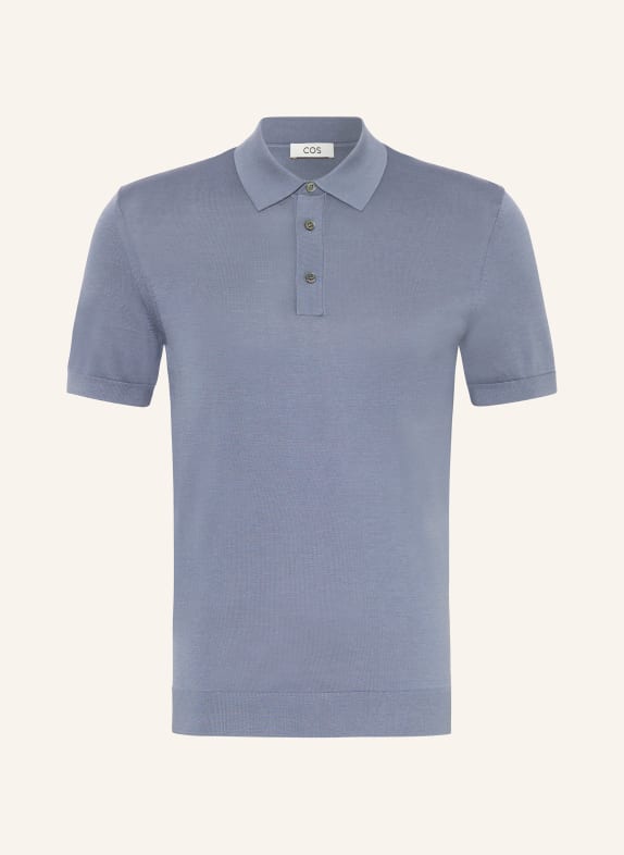 COS Polo shirt slim fit with silk BLUE GRAY