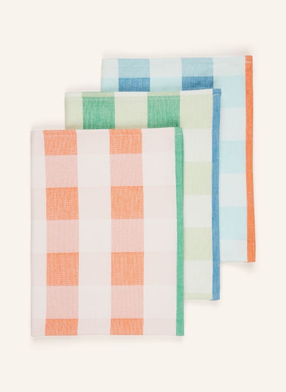 pichler Set of 3 dish towels FERDI LIGHT GREEN/ ORANGE/ TURQUOISE