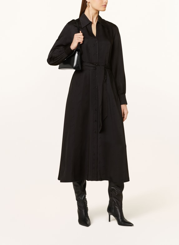 RIANI Shirt dress in satin BLACK