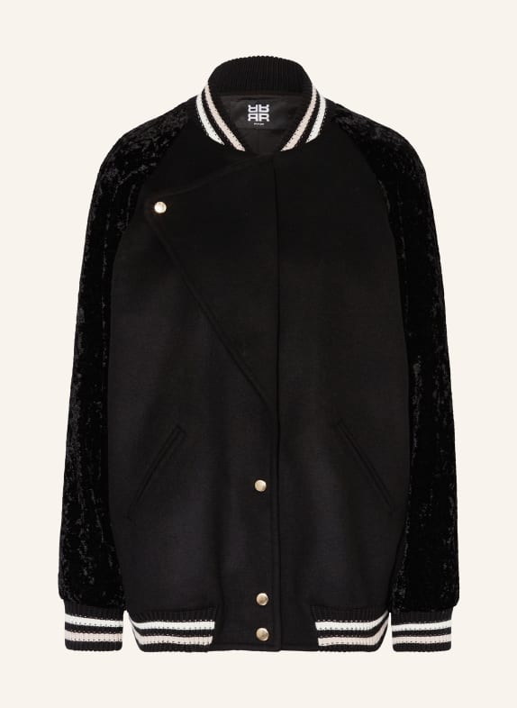 RIANI Bomber jacket in mixed materials BLACK/ ECRU/ NUDE