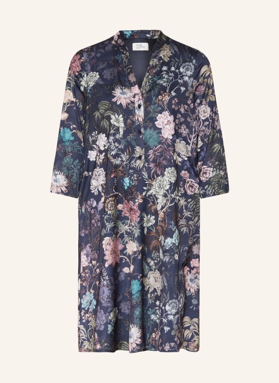 ROBE LÉGÈRE Satin dress with 3/4 sleeves DARK BLUE/ DARK BROWN/ DARK GREEN