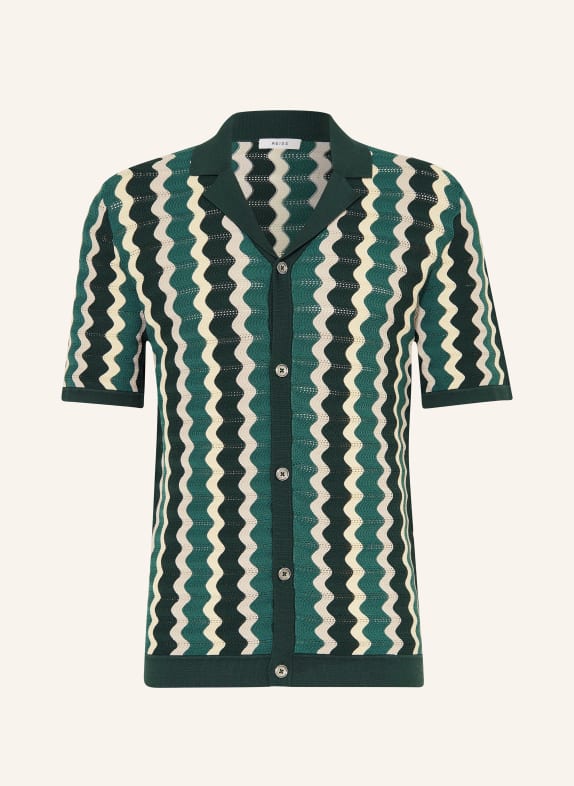 REISS Knit resort shirt WAVES DARK GREEN/ TEAL/ LIGHT GRAY