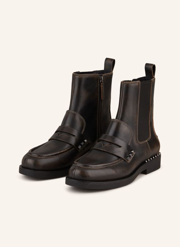 ash Chelsea-Boots WINGS mit Nieten DUNKELBRAUN