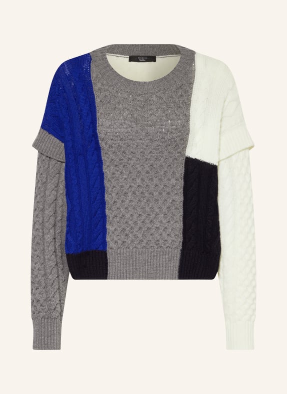 WEEKEND Max Mara Sweter MESTRE SZARY/ NIEBIESKI/ BIAŁY