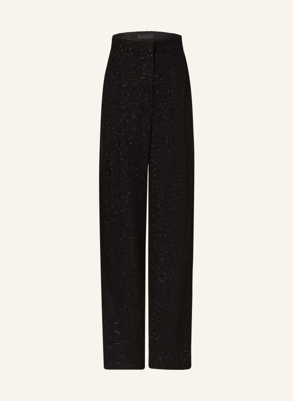 Max Mara Wide leg trousers NAVIGLI with sequins and tuxedo stripe BLACK