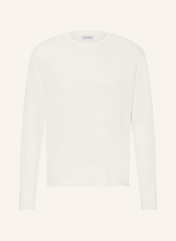 Calvin Klein Sweter z dodatkiem lnu i jedwabiu KREMOWY