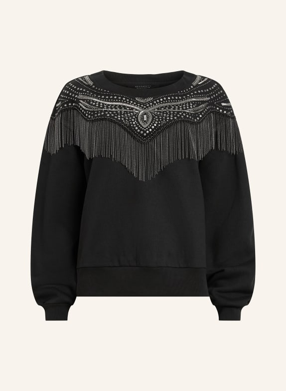 ALLSAINTS Sweatshirt WINONA JAINE with rivets BLACK/ SILVER