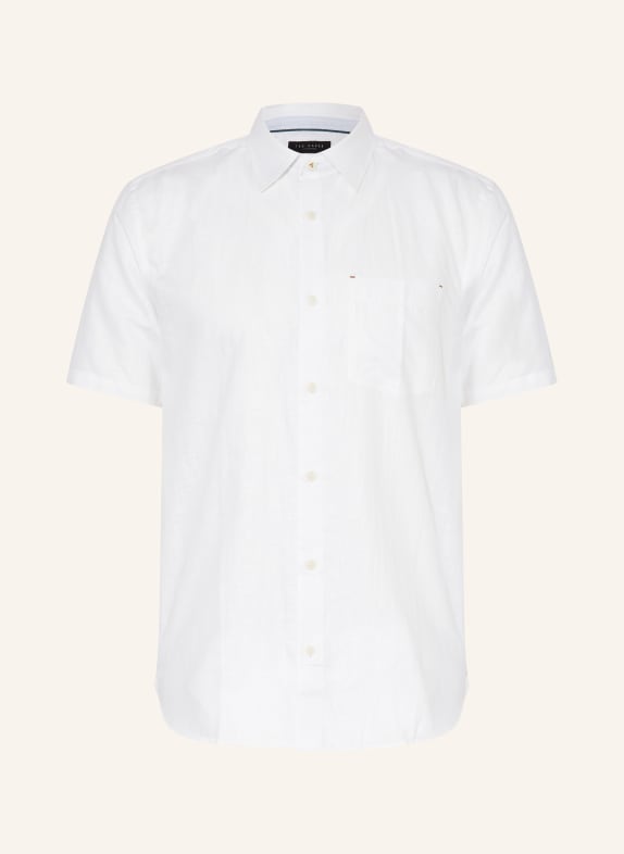 TED BAKER Short sleeve shirt PALOMAS regular fit with linen WHITE