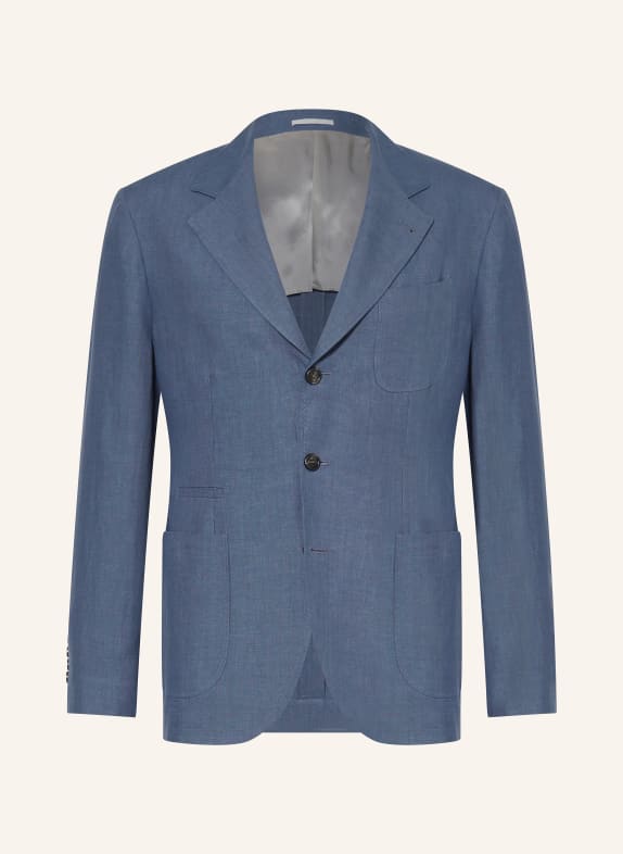 BRUNELLO CUCINELLI Linen jacket extra slim fit C280 OCEAN BLUE