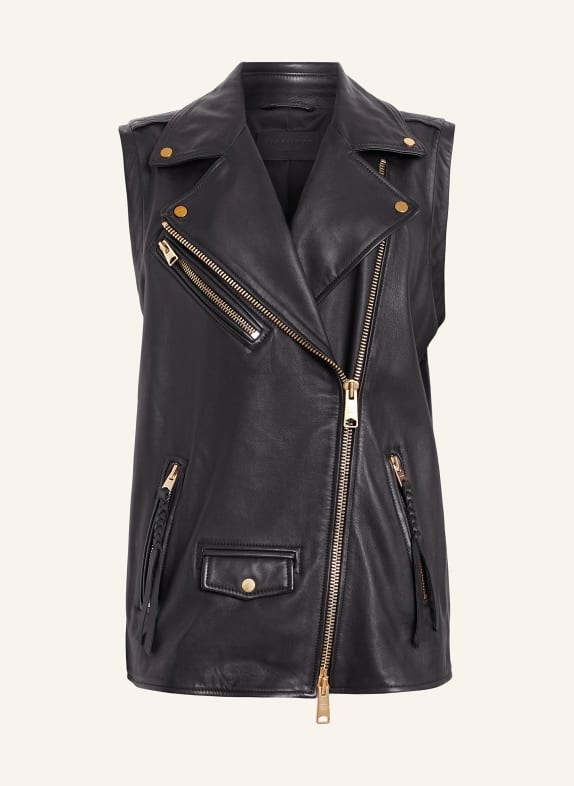 ALLSAINTS Leather vest BILLIE BLACK