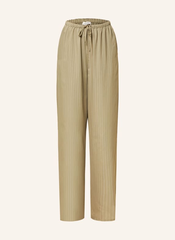 American Vintage Kalhoty OKYROW v joggingovém stylu OLIVOVÁ/ BÍLÁ