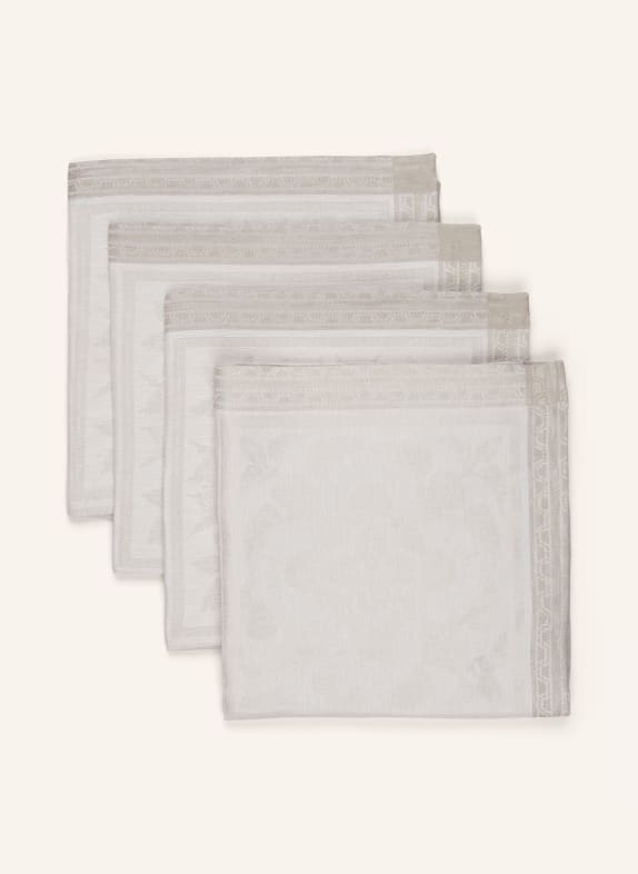 GARNIER-THIEBAUT Set of 4 cloth napkins HARMONIE in linen TAUPE/ CREAM