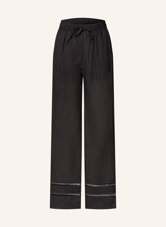ALLSAINTS Wide leg trousers JADE in linen BLACK