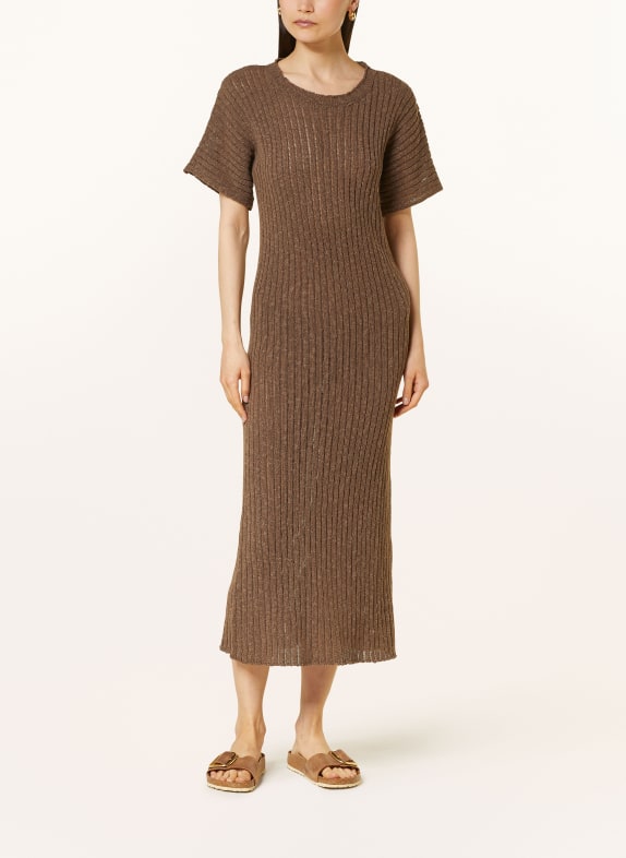 by Aylin Koenig Knit dress JULIETTE with linen BROWN