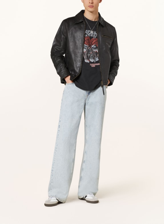 ALLSAINTS Leren jas MILLER ZWART