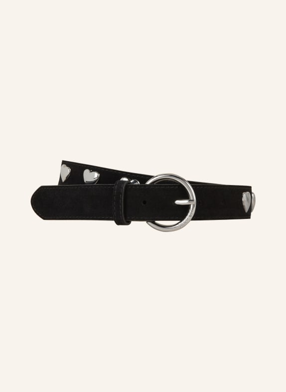 FABIENNE CHAPOT Leather belt BOLD LOVE with rivets BLACK/ SILVER